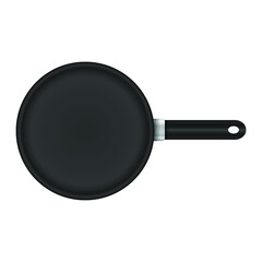 Black fry pan isolated on white top view