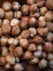 macro shot of exotic spice white cardamon from China in details and with high magnification very close. Ideal food and spice background