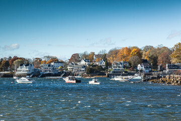 USA, Massachusetts, Cape Ann, Gloucester. Annisquam Harbor during autumn.