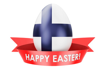 Easter egg with Finnish flag. Happy Easter in Finland concept, 3D rendering