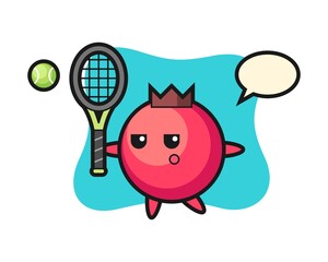 Cartoon character of cranberry as a tennis player