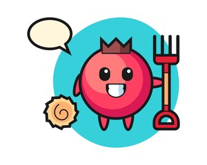 Mascot character of cranberry as a farmer