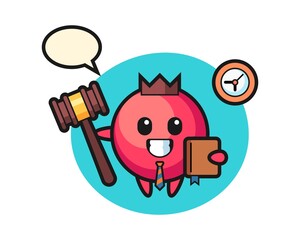 Mascot cartoon of cranberry as a judge