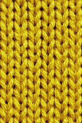 Photo of Bright Yellow Knitted Texture for Universal Application.