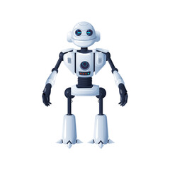 Android robot isolated cyborg artificial intelligent. Vector futuristic humanoid, 3D automatic smart character, digital kids toy. Stylish sci fi bot, cyber machine, humanoid robot, cybernetic machine