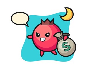 Character cartoon of cranberry is stolen the money