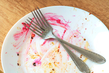 Cutlery.  fork on a plate. Dirty dishes