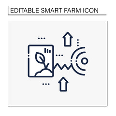 Crop monitoring line icon. Monitoring different fields and crops. Show dynamics of harvest development. Helps to ensure yields. Smart farming concept. Isolated vector illustration. Editable stroke