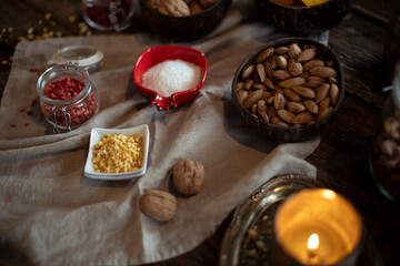 Fototapeta na wymiar Food styling. Home cooking in the kitchen. Rustic style. 