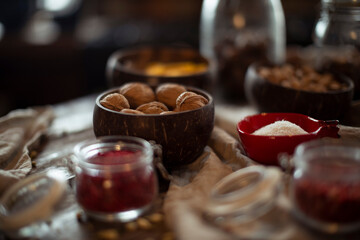Food styling. Home cooking in the kitchen. Rustic style. 