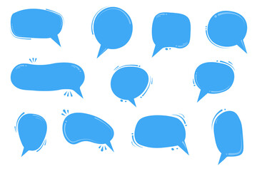 Cartoon balloon word design. Speech bubbles set. Isolated vector illustration on white background.