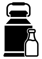 ngi1141 NewGraphicIcon ngi - Milchkanne mit Frischmilch Flasche Symbol . english - milk can with fresh milk bottle icon . DIN A4 xxl g10351