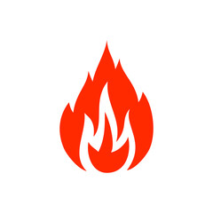Burning fire flame, fireproof sign isolated blaze flat cartoon icon. Vector fiery explosion, orange fireball, symbol of passion, grill emblem, furious flame. Blazing fire combustion, inferno ignition