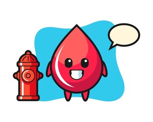 Mascot character of blood drop as a firefighter