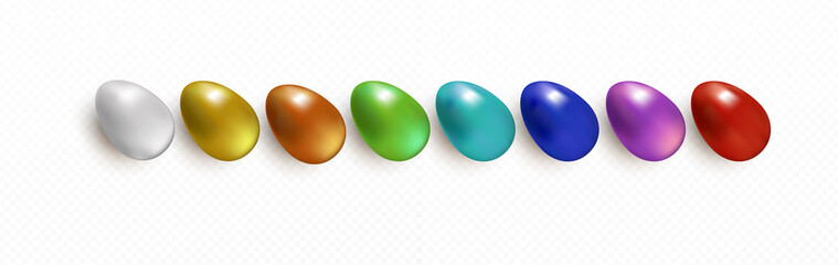 Colorful Happy Easter eggs. Modern minimal style. Horizontal poster, greeting card, header for website.