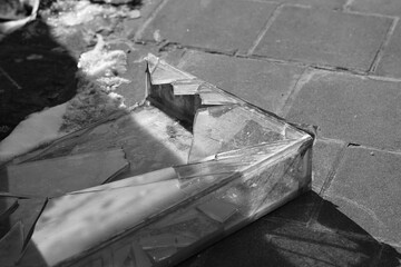 broken glass on the street