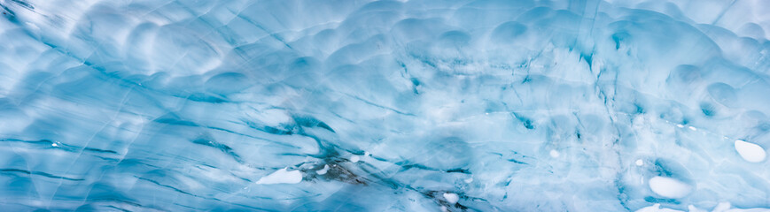 Beautiful Panoramic View of the Ice Cave in the Alpines on top of Blackcomb Mountain. Abstract Nature Background. Whistler, British Columbia, Canada.