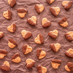 Heart Shaped Cookies on dark background.