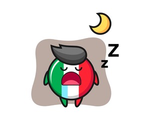 Italy flag badge character illustration sleeping at night