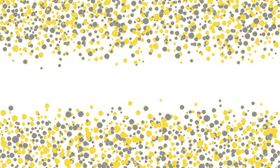 Falling confetti. Yellow and gray dots background. © KrikHill