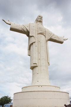 Cochabamba, Bolivia; February 5 2011: Monumental statue of the Christ of Concord, located at the top of the San Pedro hill in Cochabamba