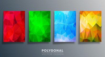 Polygonal colorful design for flyer, poster, brochure cover, background, wallpaper, typography, or other printing products. Vector illustration
