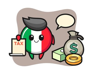 Character cartoon of italy flag badge as a accountant