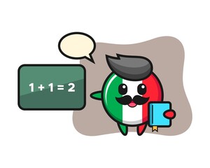 Illustration of italy flag badge character as a teacher