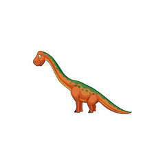 Brontosaurus isolated cartoon tyrannosaurus with long neck. Vector apatosaurus Brontosaurus excelsus, B. yahnahpin, and B. parvus, big thunder lizard. Childish dino, dinosaur animal with round spots © Buch&Bee