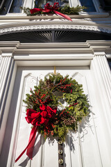 USA, Massachusetts, Nantucket Island. Nantucket Town, Christmas decorations.