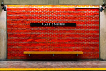 View of the subway station "Place Saint-Henri" (translation: Saint-Henri square) in Montreal, Canada