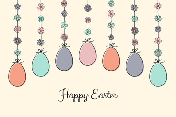 Colourful Easter eggs. Concept of greeting card. Vector