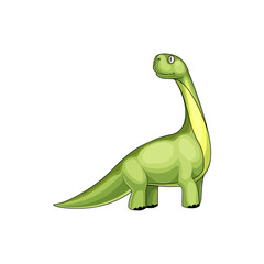 Brontosaurus excelsus big dino kids toy isolated prehistoric animal. Vector Brontosaurus yahnahpin or parvus, big thunder lizard. Green huge dino with long neck, plastic camarasaurus toy, cool reptile