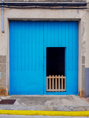 Old Blue painted wooden door Texture