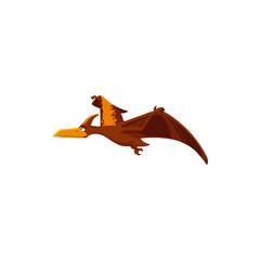 Pterodactylus cartoon dinosaur kids toy in flight isolated cartoon bird animal. Vector pteranodon pterodactyl, ancient pterosaur flying reptile of jurassic period. Extinct pterosaurs prehistoric dino © Buch&Bee