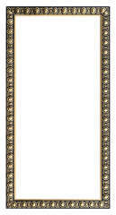 Panoramic golden frame for paintings, mirrors or photo isolated on white background. Design element with clipping path