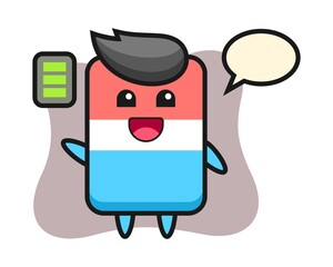 Eraser mascot character with energetic gesture