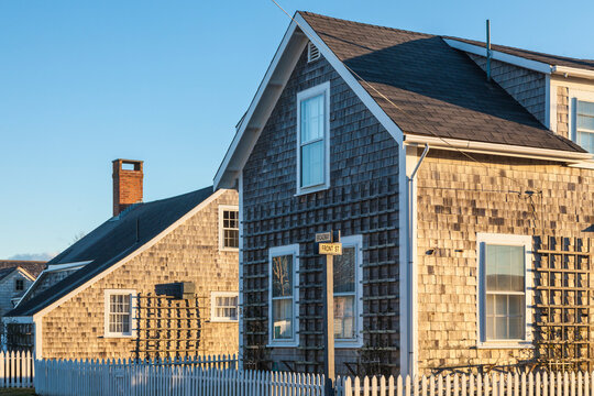 USA, Massachusetts, Nantucket Island. Siasconset, Village Cottages.