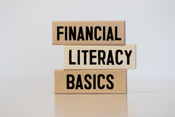 Words Financial Literacy Basics on wooden block