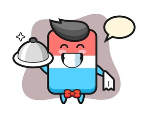 Character mascot of eraser as a waiters