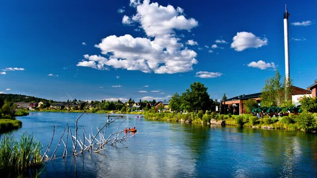 Canoeing in Bend, Oregon outdoor activity in summer time