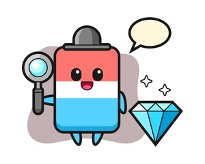 Illustration of eraser character with a diamond