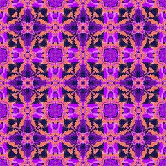 Abstract kaleidoscope background. Colorful seamless patterns. Geometric design elements. Repeat Tie Dye. Ethnic Persian Motif. Rainbow wallpaper, fabric, furniture print. Psychedelic style.