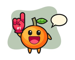 Mandarin orange illustration cartoon with number 1 fans glove