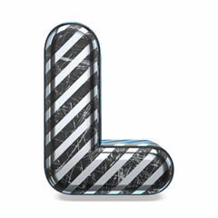 Striped steel black scratched font Letter L 3D