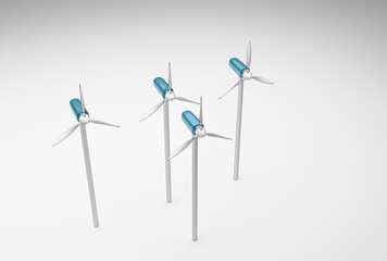 Wind clean eco power, sustainable energy, 3d rendering