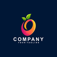 orange fruit gradient logo design