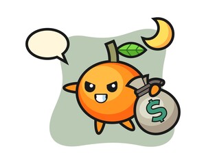 Illustration of mandarin orange cartoon is stolen the money