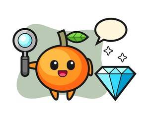 Illustration of mandarin orange character with a diamond