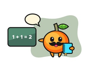 Illustration of mandarin orange character as a teacher